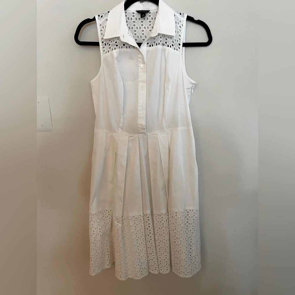 Ann Taylor pleated white midi dress
